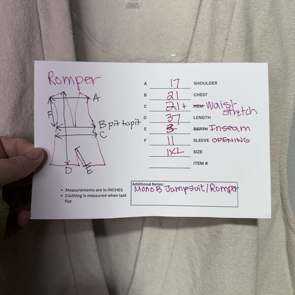 Mono B Romper Women’s 1XL Beige Sleeveless Cotton Blend Drawstring Waist Pockets - Picture 7 of 7